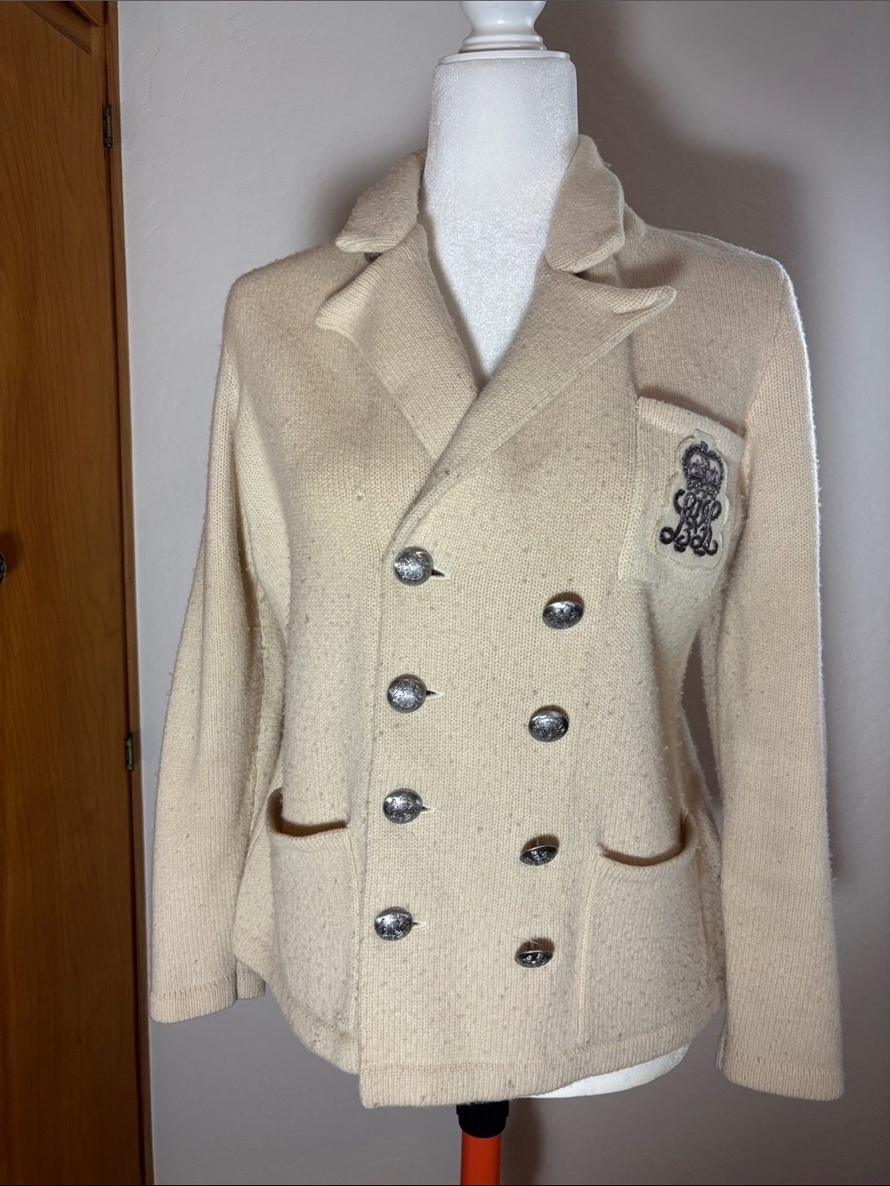 Cream Double-Breasted Knit Jacket - Lauren Ralph Lauren